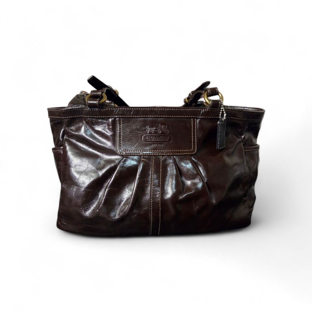 Coach Gallery East/West Tote Mahogany Patent Leather #12730
